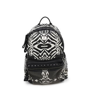 Mcm White Zebra Backpack Logogram Bag Black Studded Visetos